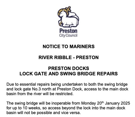 NTM – Preston Dock Entrance to be temporarily closed.