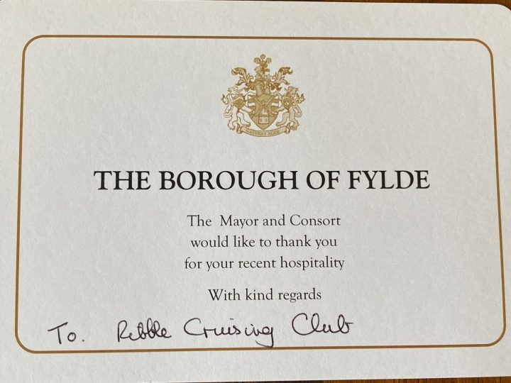 Message for the Fylde Mayor – following the Sherry Evening